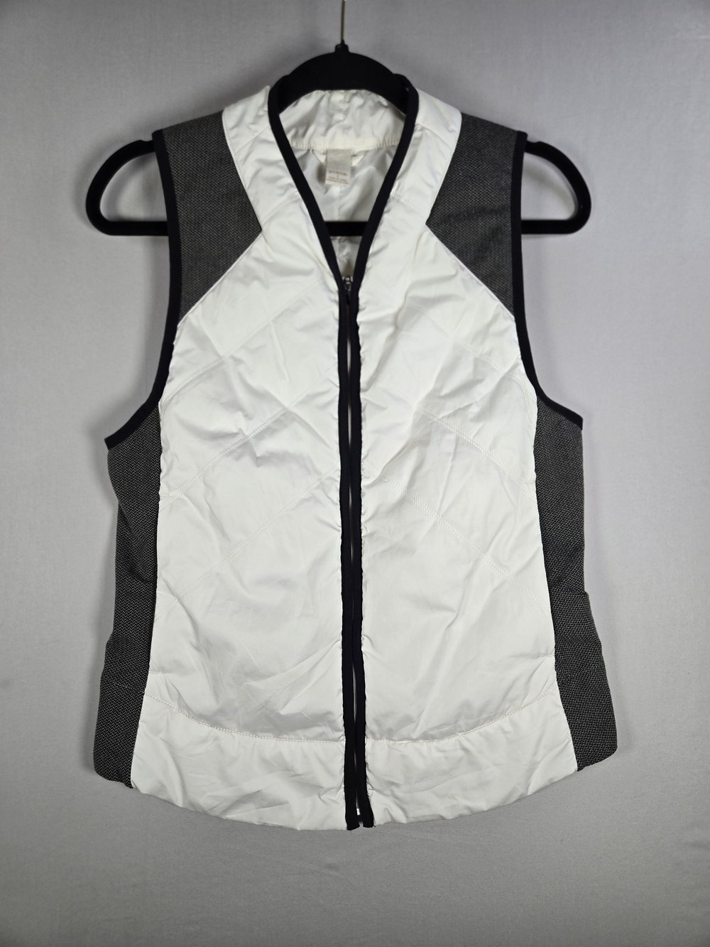 prAna Diva Quilted Vest Size Small White Grey Heather Fleece Lined Gorpcore